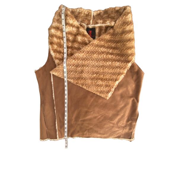 Adrienne Landau Tan Reversible Faux Fur Vest  SZ 1XL C100075 - Picture 10 of 10